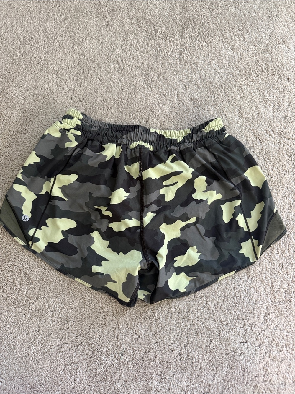 Lululemon Women’s Camo Athletic Shorts - Olive Camo 8 Tall - Picture 3 of 3